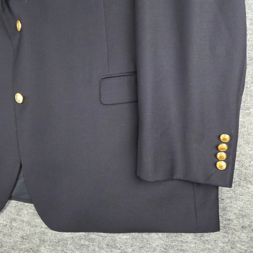 Lauren Ralph Lauren Mens 52L Navy Blue Wool Gold Crest Button Blazer Sport Coat